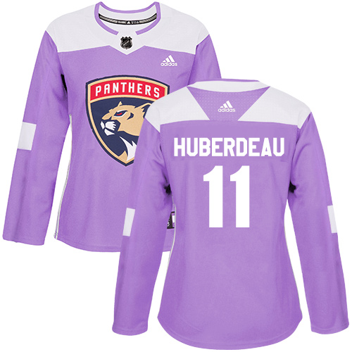 Adidas Panthers #11 Jonathan Huberdeau Purple Authentic Fights Cancer Women's Stitched NHL Jersey